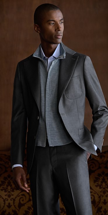 J.Hilburn Fall 2026 layered menswear look with refined texture